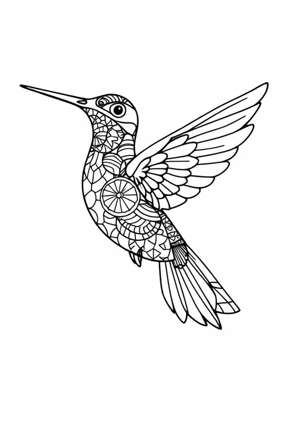 Abstract Hummingbird Coloring Sheet