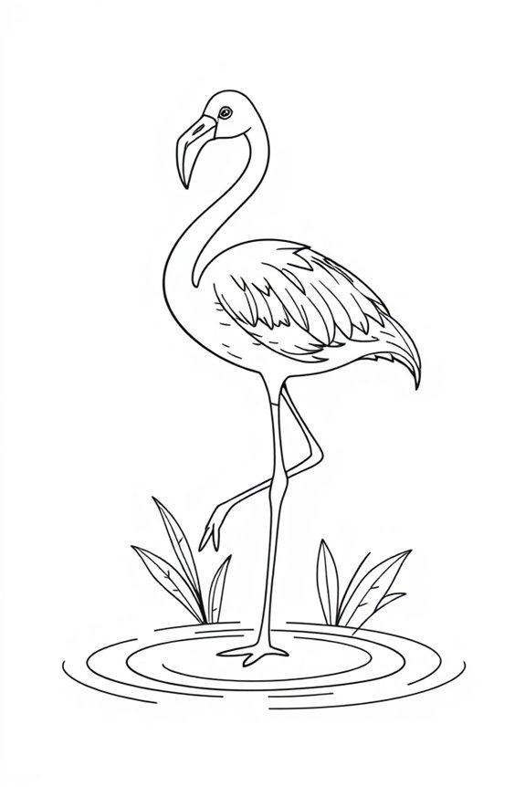 Line Art Flamingo Coloring Sheet