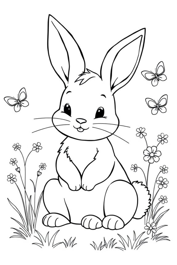 Bunny Line Art Coloring Sheet