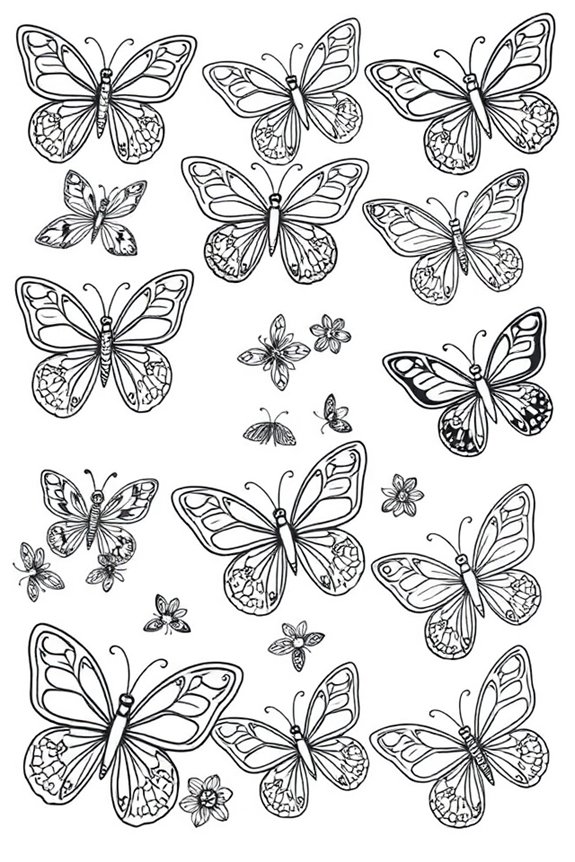 Whimsical Butterfly Patterns Coloring Sheet