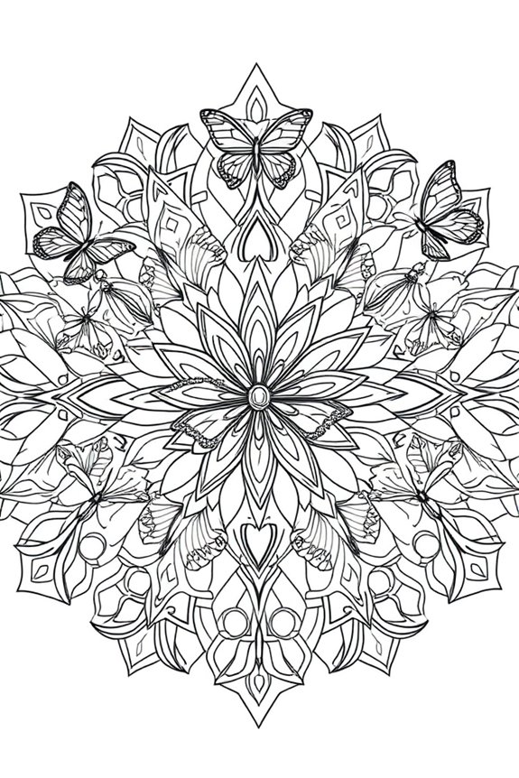 Mandalas and Butterflies Coloring Sheet