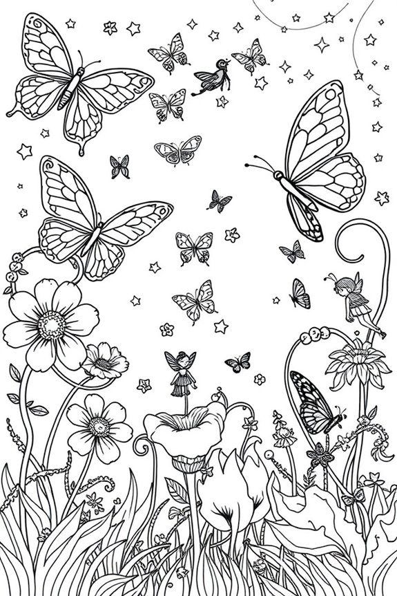Fantasy Butterfly Wonderland Coloring Sheet