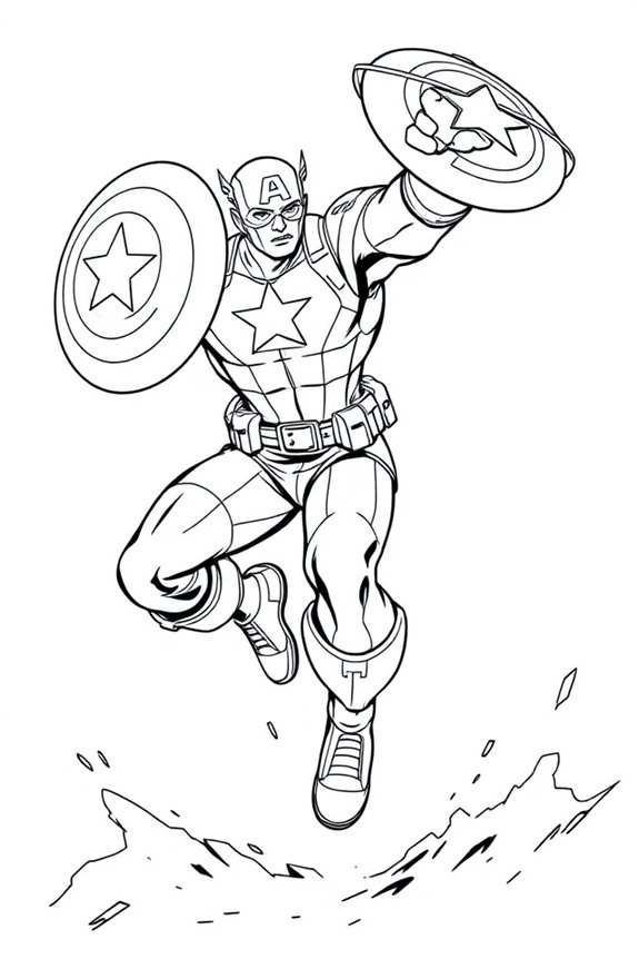 Captain America in Action Coloring Sheet