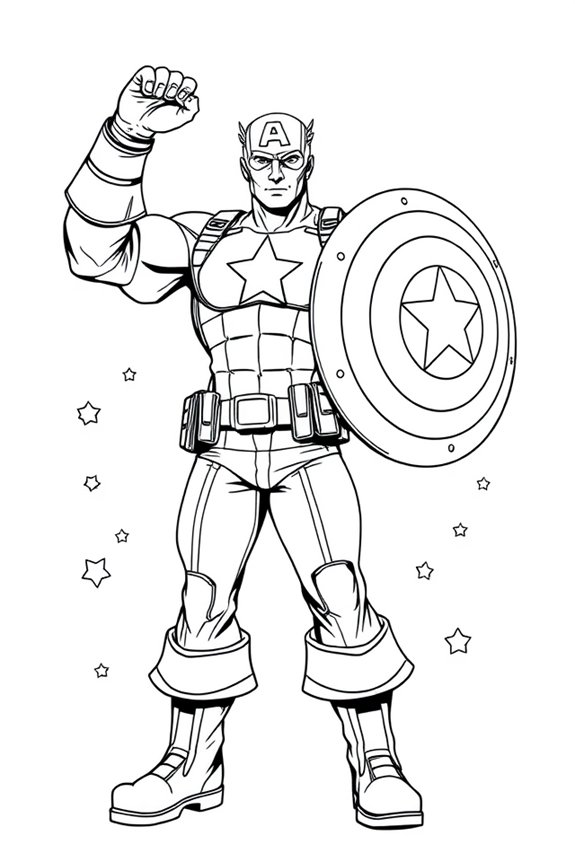 Captain America Line Art Coloring Sheet