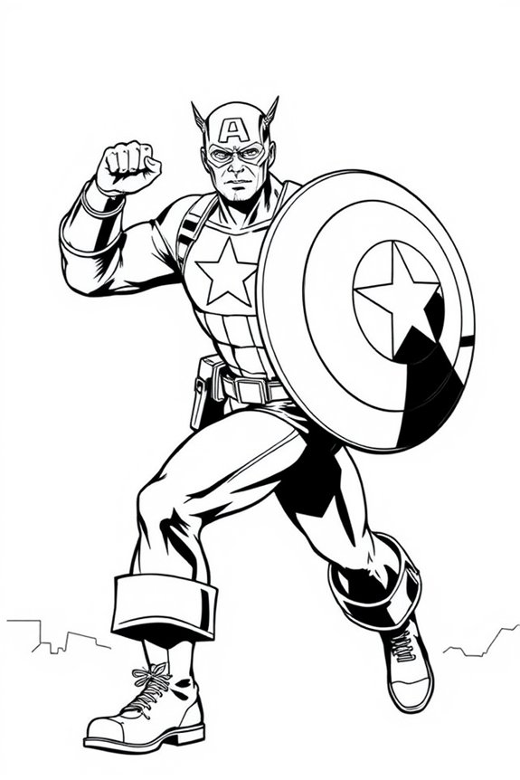 Captain America Comic Style Coloring Sheet