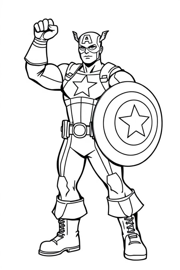 Captain America Superhero Pose Coloring Sheet
