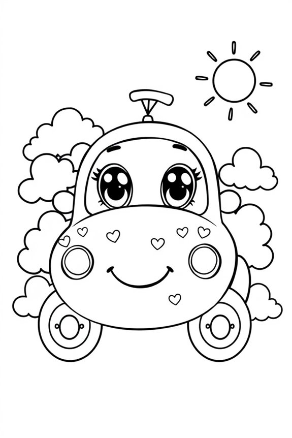Cute Cartoon Car Coloring Sheet