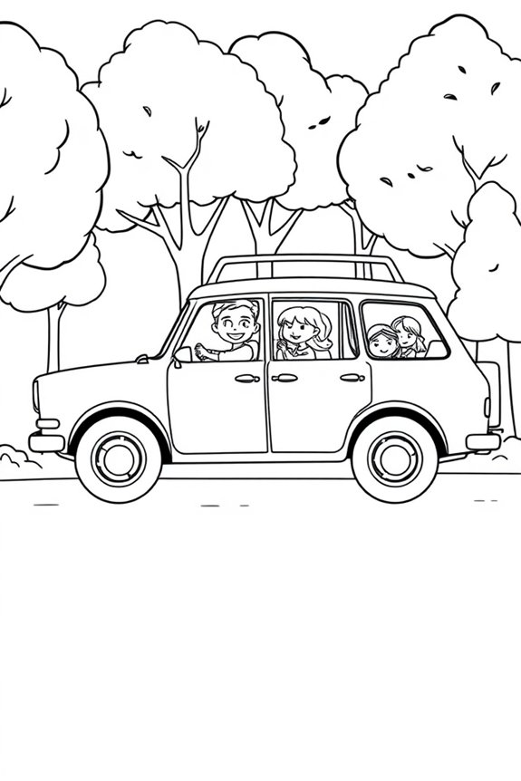 Family Car Coloring Sheet