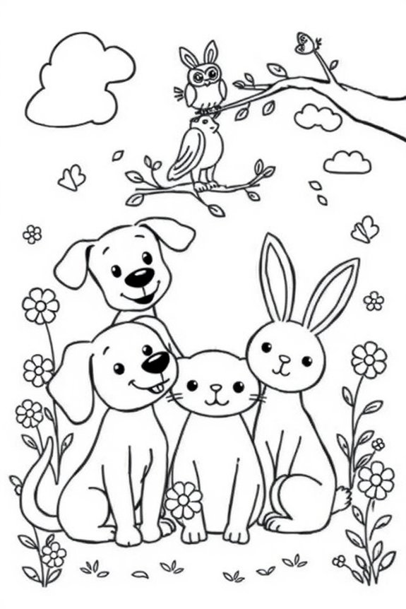 Animal Friends Coloring Sheet