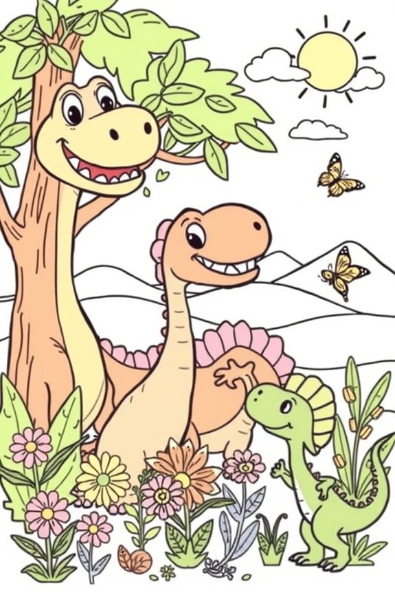 Playful Dinosaurs Coloring Sheet