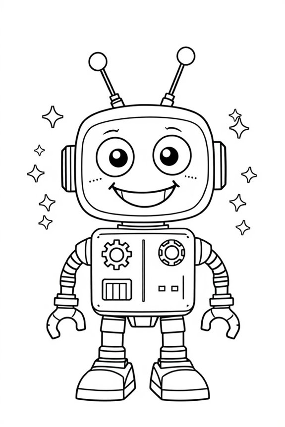 Happy Robot Coloring Sheet