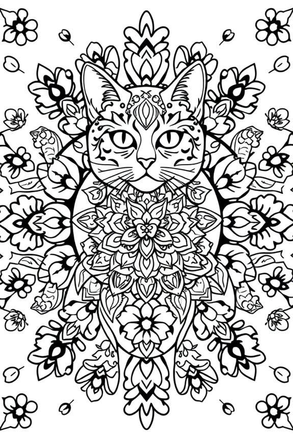 Cat Mandala Coloring Sheet