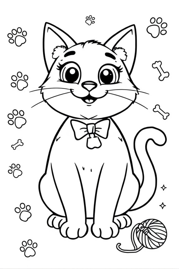Cartoon Cat Coloring Sheet