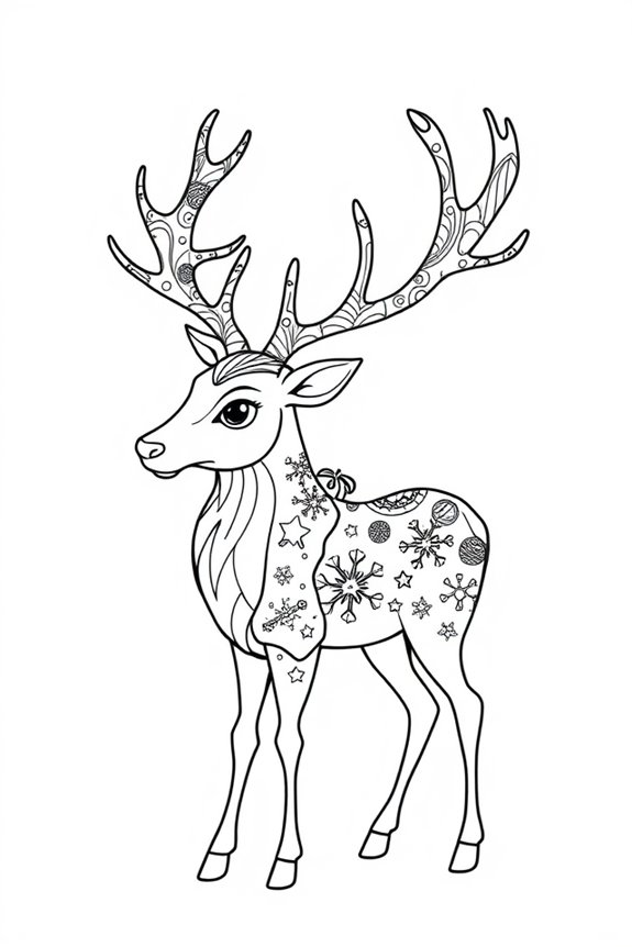Reindeer Line Art Coloring Sheet