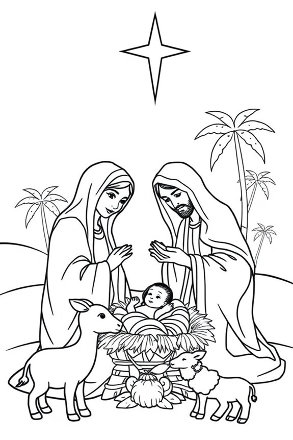 Nativity Scene Coloring Sheet