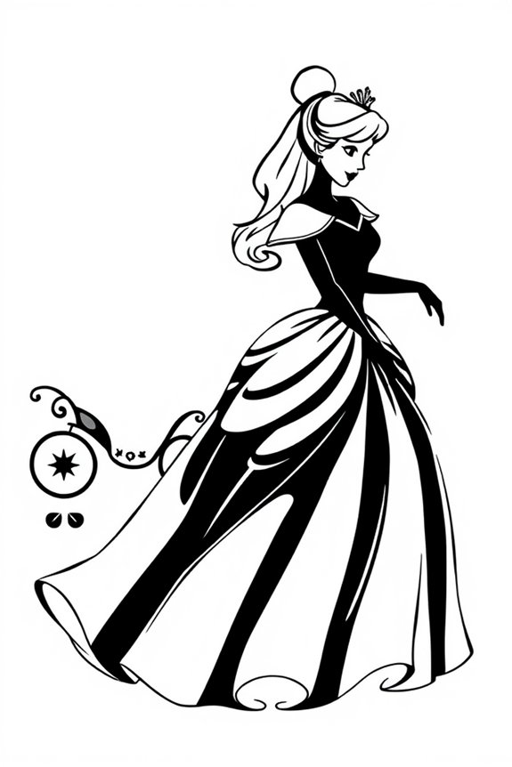 Cinderella Silhouette Coloring Sheet
