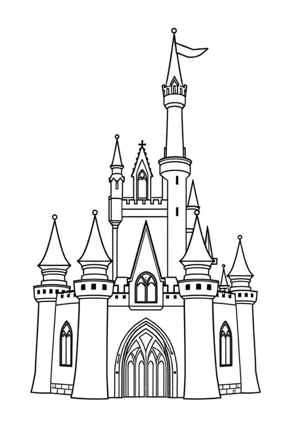 Simple Cinderella Castle Coloring Sheet