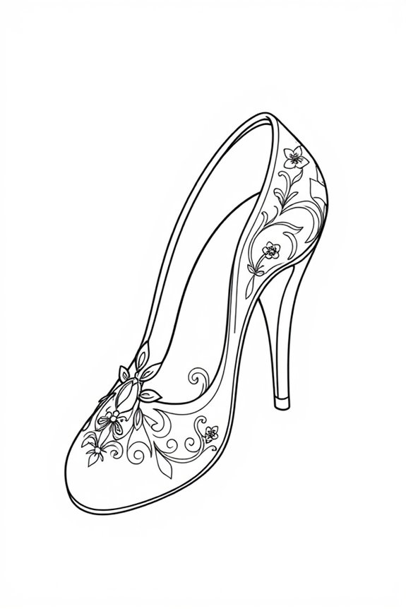 Cinderella's Glass Slipper Coloring Sheet