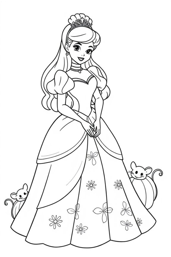 Easy Cinderella Face Coloring Sheet