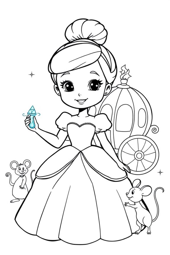 Cute Cartoon Cinderella Coloring Sheet
