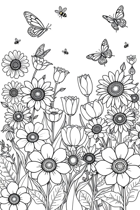 Flower Garden Coloring Sheet