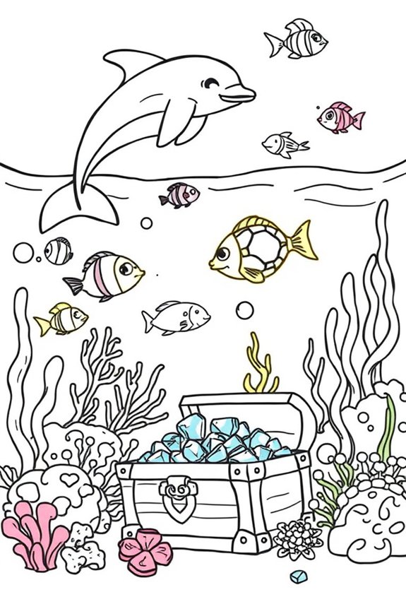 Joyful Underwater Scene Coloring Sheet