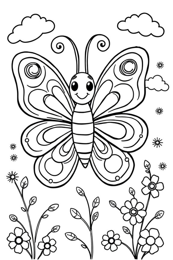 Playful Butterfly Coloring Sheet