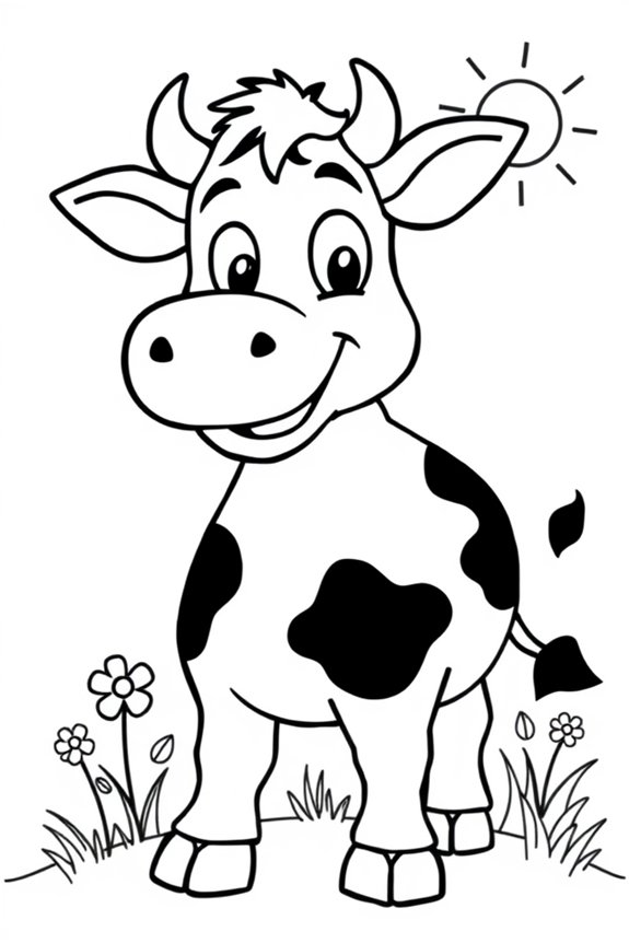 Cartoon Cow Coloring Sheet