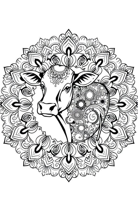 Moo-ving Mandala Cow Coloring Sheet