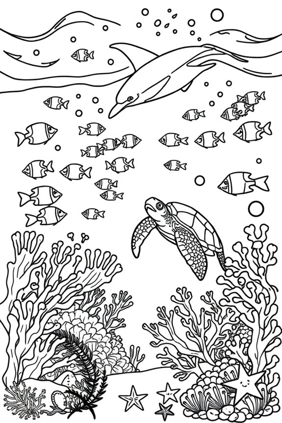 Underwater Scene Coloring Sheet