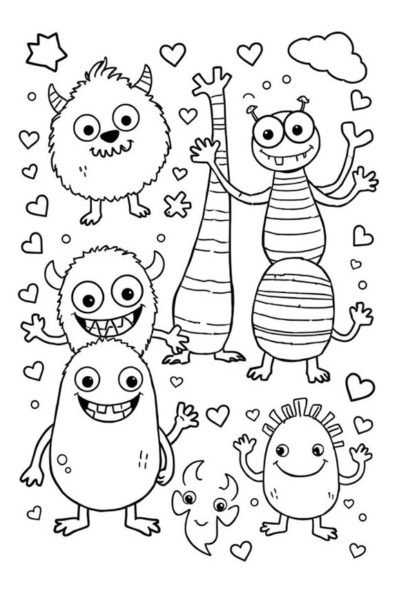 Cute Monsters Coloring Sheet