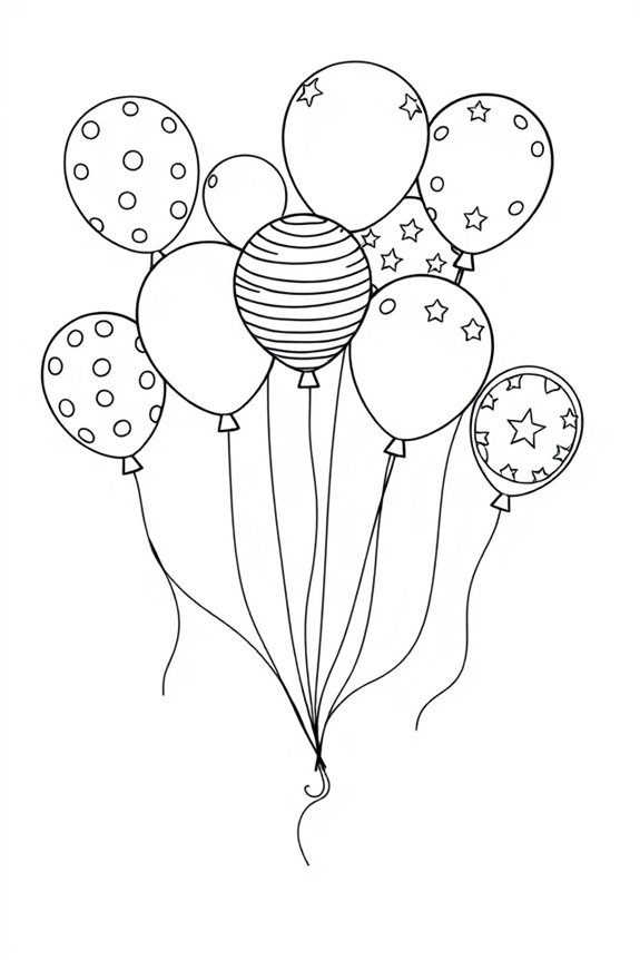 Bouncing Balloons Coloring Sheet