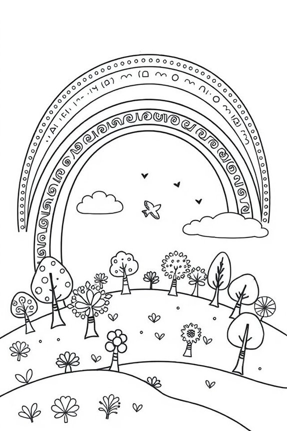 Rainbow Landscape Coloring Sheet