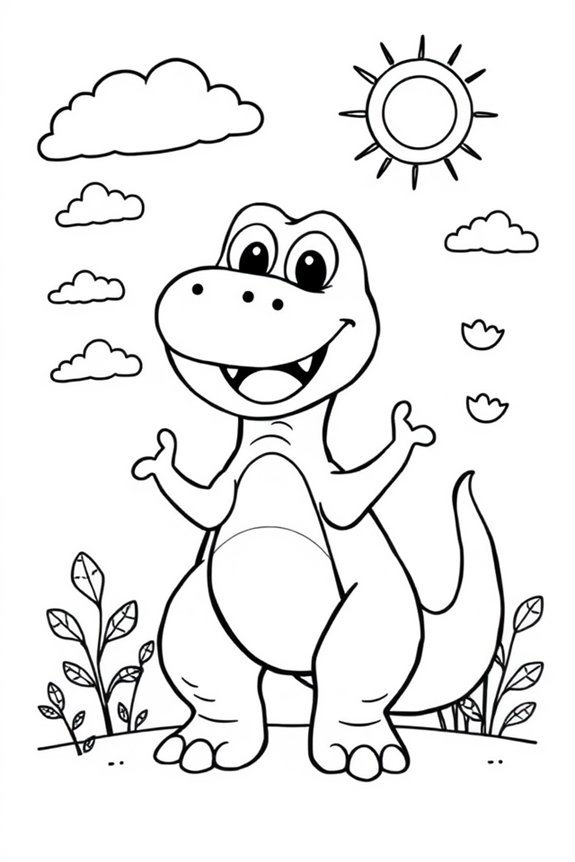 Happy T-Rex Coloring Sheet