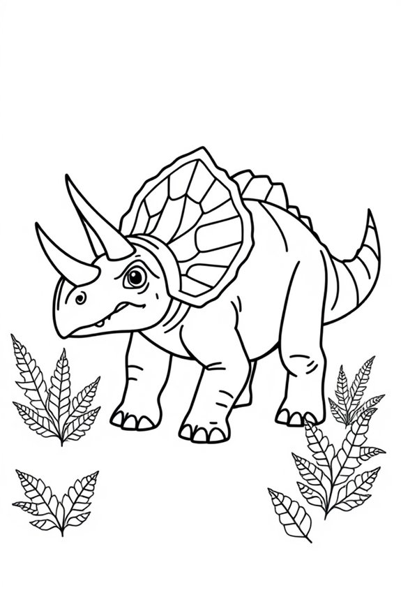 Triceratops Line Art Coloring Sheet