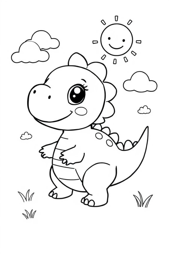 Cute Baby Dinosaur Coloring Sheet