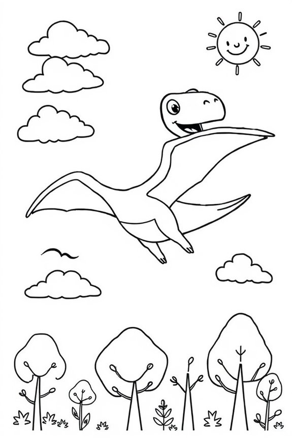 Playful Pterodactyl Coloring Sheet