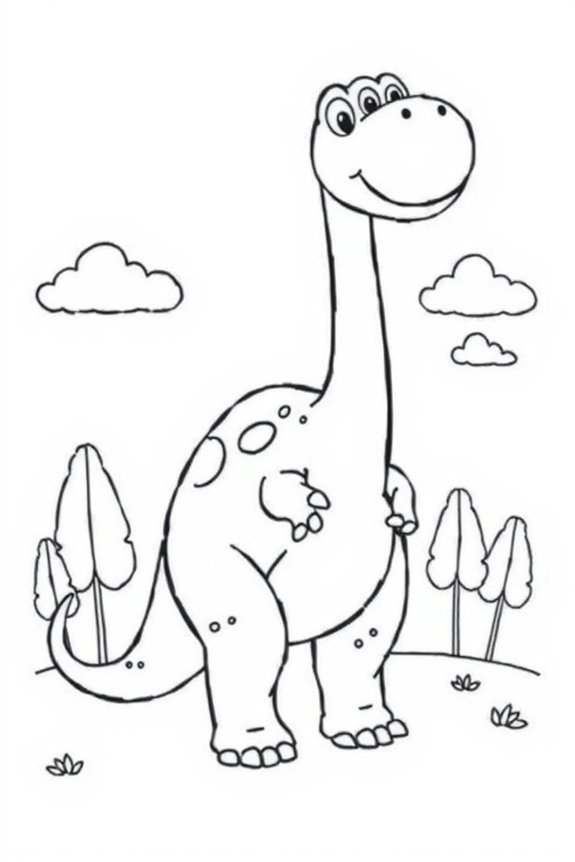 Friendly Brontosaurus Coloring Sheet