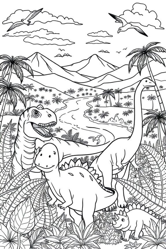 Dinosaur Safari Adventure Coloring Sheet