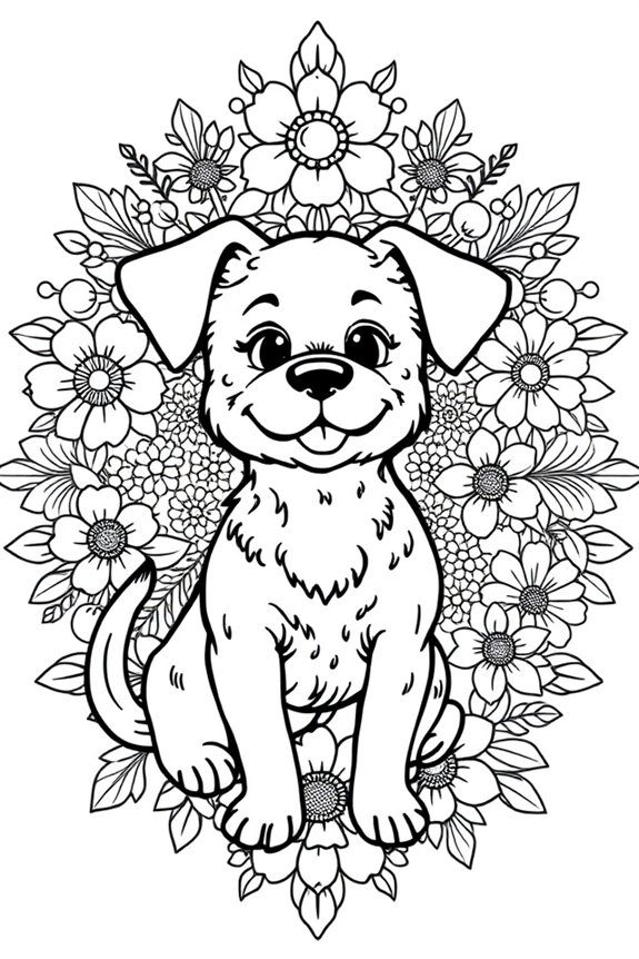 Floral Dog Mandala Coloring Sheet