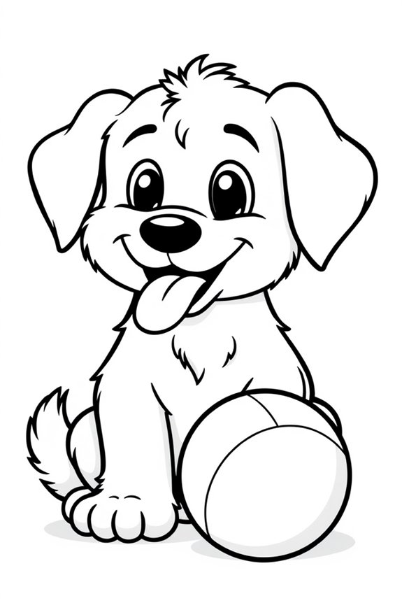 Cartoon Dog with Ball Coloring Sheet