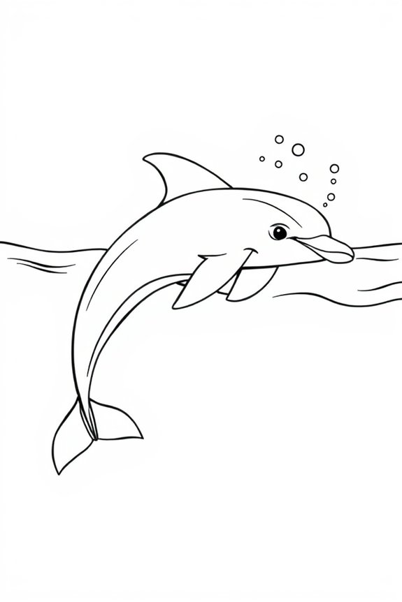 Dolphin Swimming Coloring Sheet
