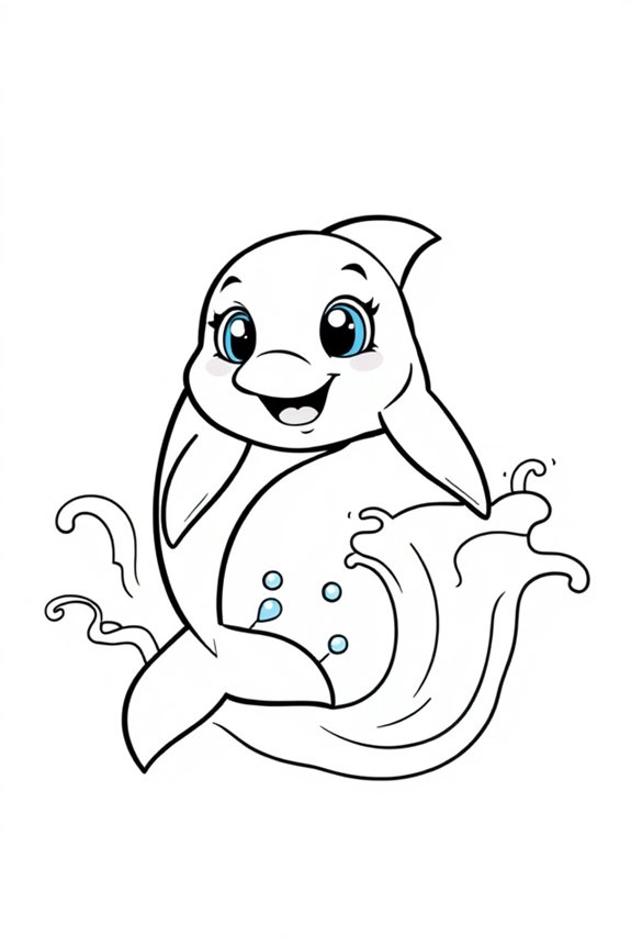 Cartoon Dolphin Coloring Sheet