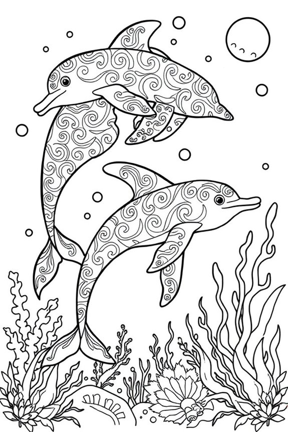 Dolphin Pattern Coloring Sheet