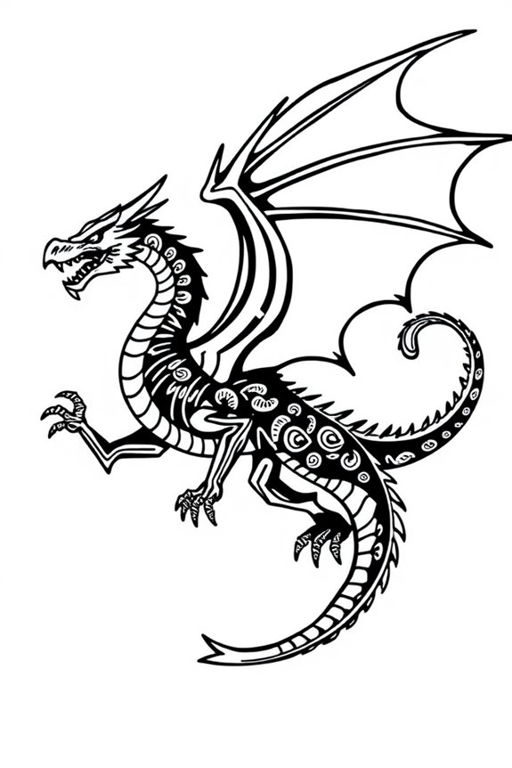 Dragon Silhouette Coloring Sheet