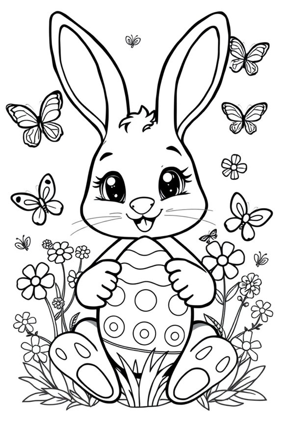 Cute Cartoon Easter Bunny Coloring Sheet