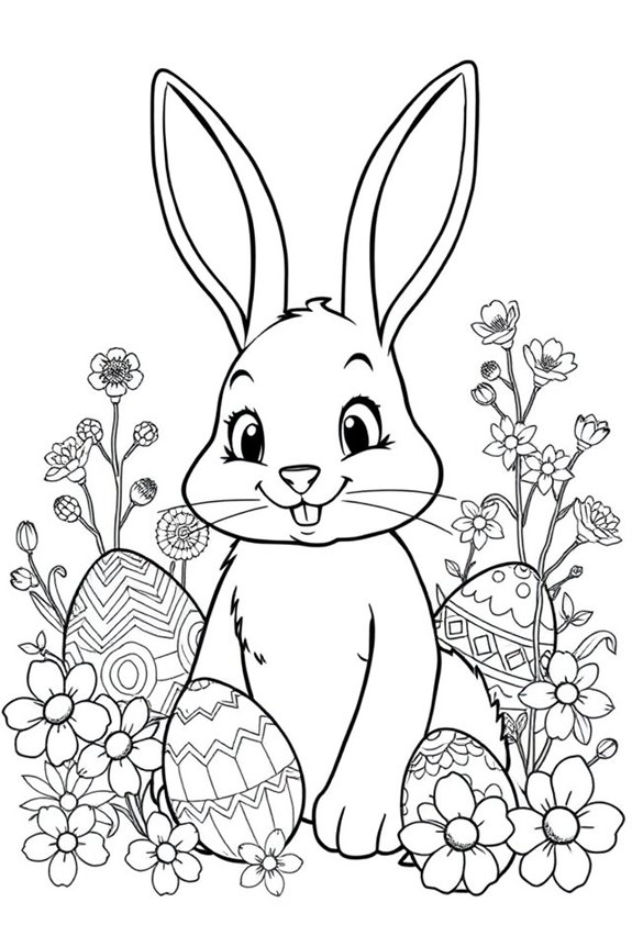 Easter Bunny Line Art Coloring Sheet