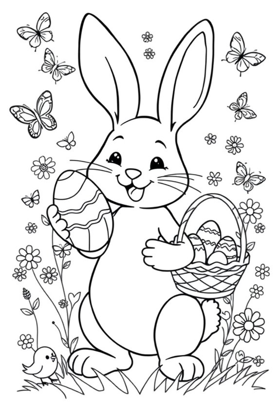 Playful Easter Bunny Coloring Sheet