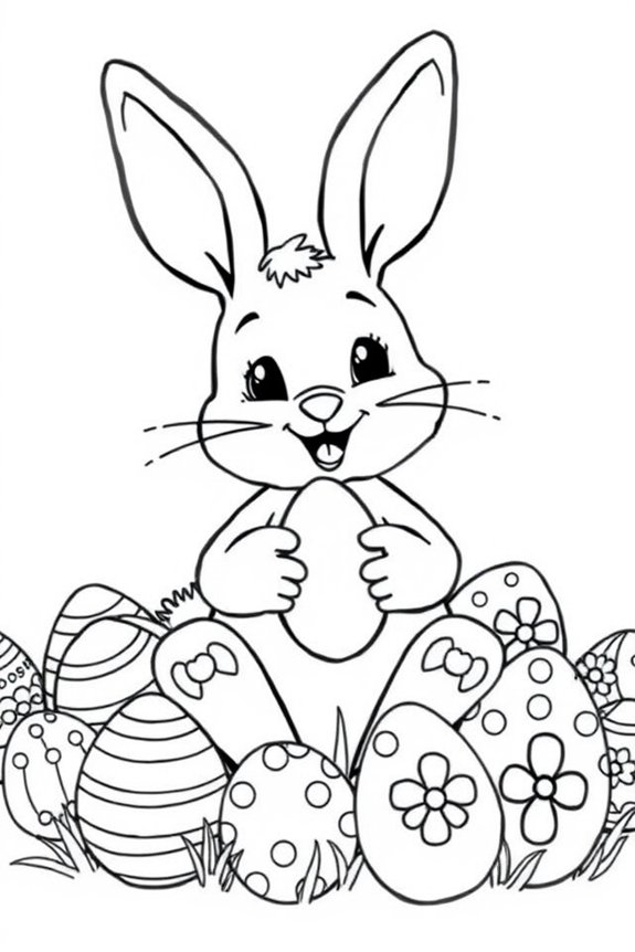 Easter Bunny with Eggs Coloring Sheet