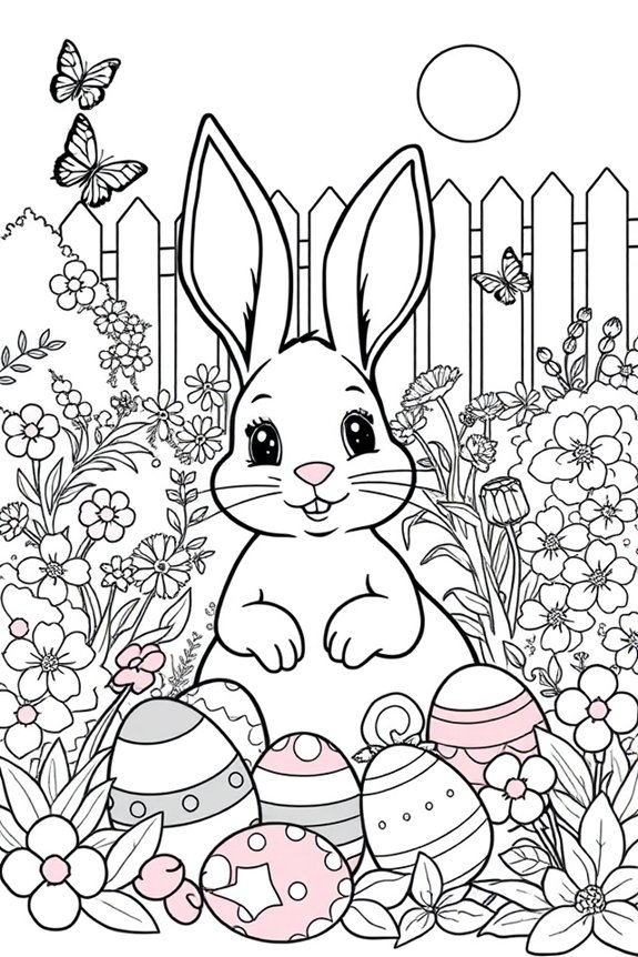 Easter Bunny Garden Coloring Sheet